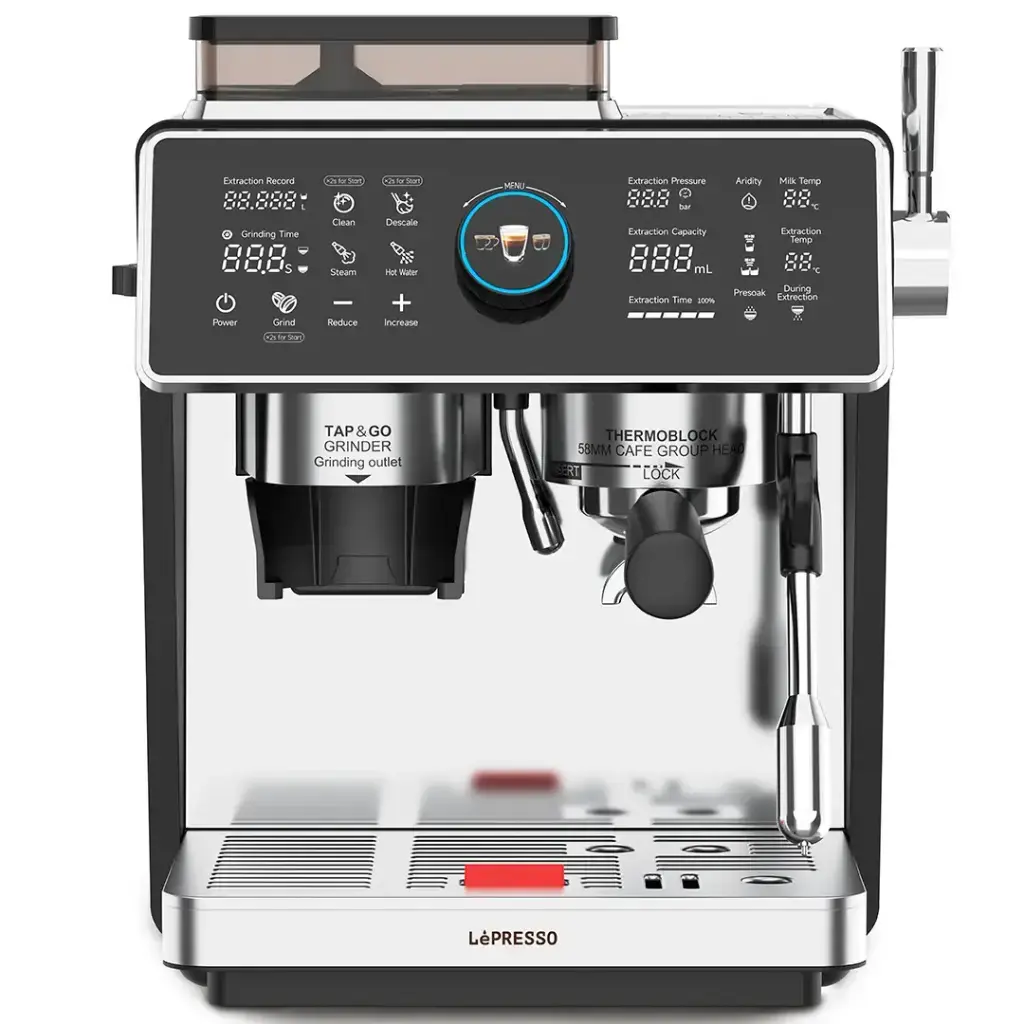 Lepresso Vivente Semi-Automatic Dual Boiler Coffee Machine with Touch Display - Silver Lepresso Vivente Semi-Automatic Dual Boiler Coffee Machine with Touch Display - Silver