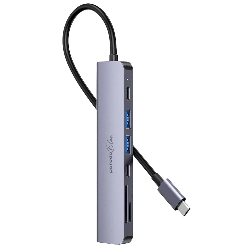 Porodo Blue 7 In 1 Hub HDMI 2XUSB-A 2XUSB-C SD MicroSD Porodo Blue 7 In 1 Hub HDMI 2XUSB-A 2XUSB-C SD MicroSD