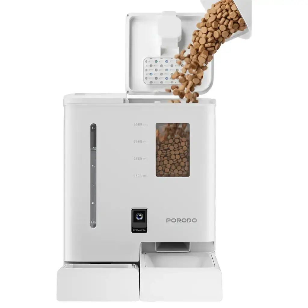 Porodo Petmate Automatic Pet Feeder with Wi-Fi, Camera & App Control - White Porodo Petmate Automatic Pet Feeder with Wi-Fi, Camera & App Control - White