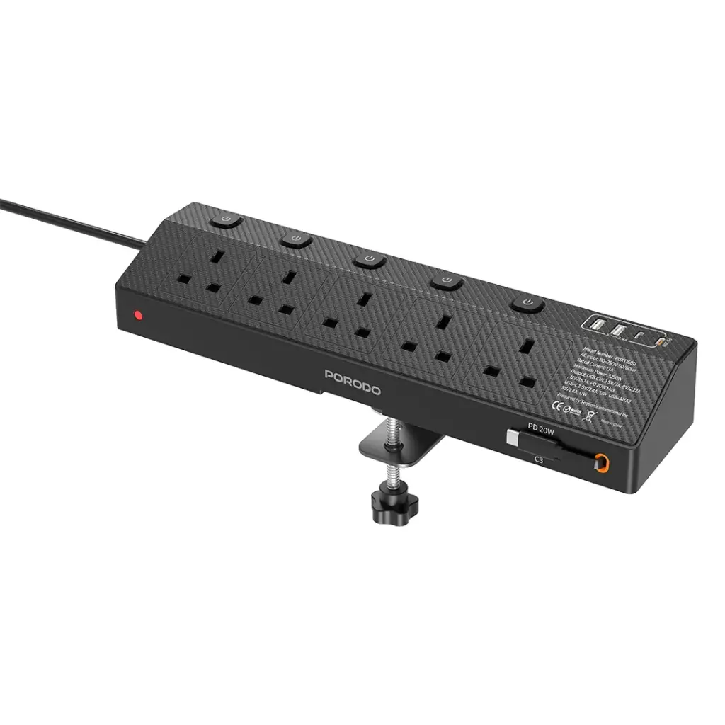 Porodo Voltguard Multi-Port Power Socket PD 20W Porodo Voltguard Multi-Port Power Socket PD 20W