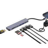 Porodo Blue 7 In 1 Hub HDMI 2XUSB-A 2XUSB-C SD MicroSD Marhaba International