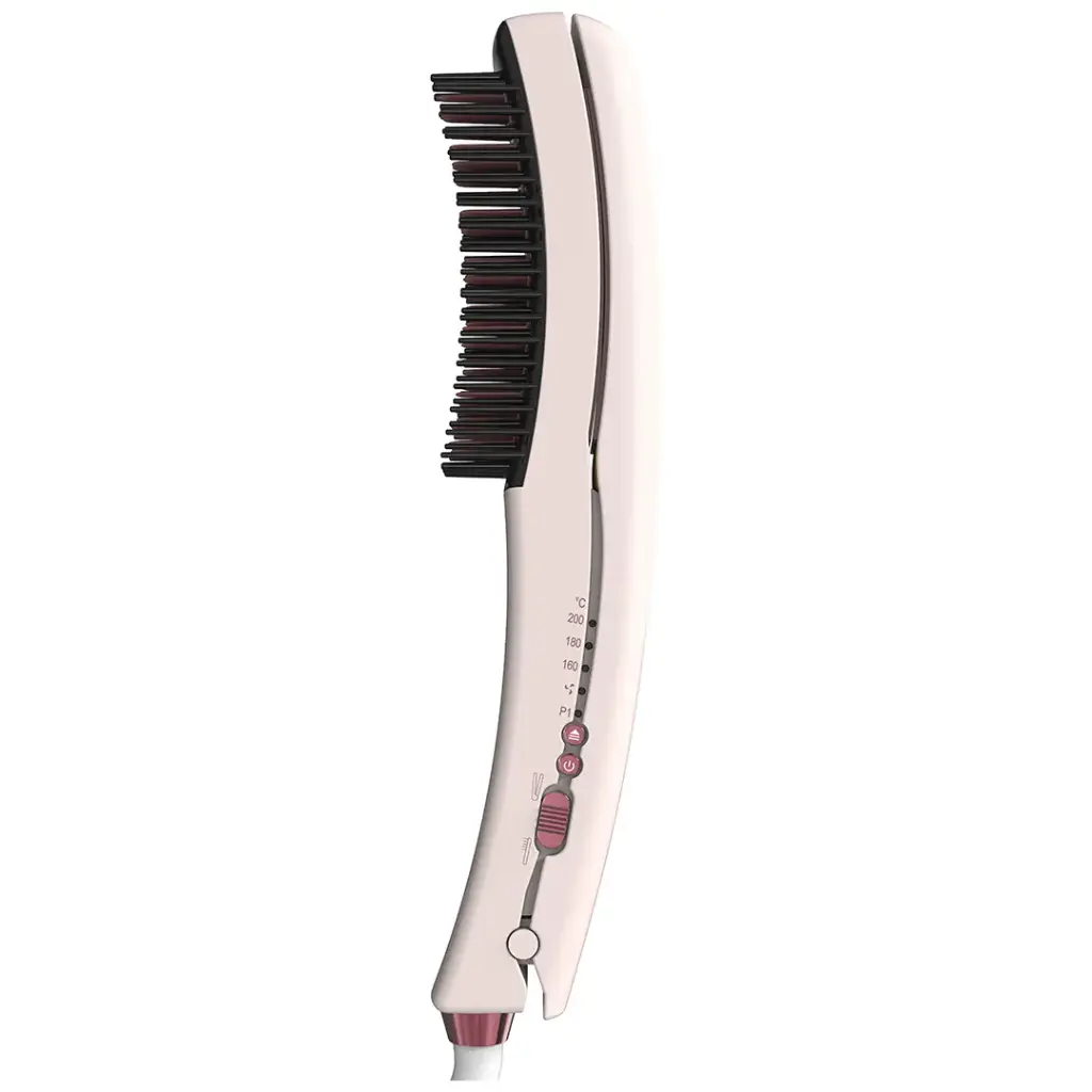 Porodo Dual-Mode Hair Straightening Brush with Detachable Comb - Pink Porodo Dual-Mode Hair Straightening Brush with Detachable Comb - Pink