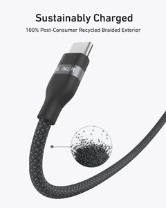 Anker USB-C to USB-C Cable (3 ft 240W, Upcycled-Braided A82E2H11)