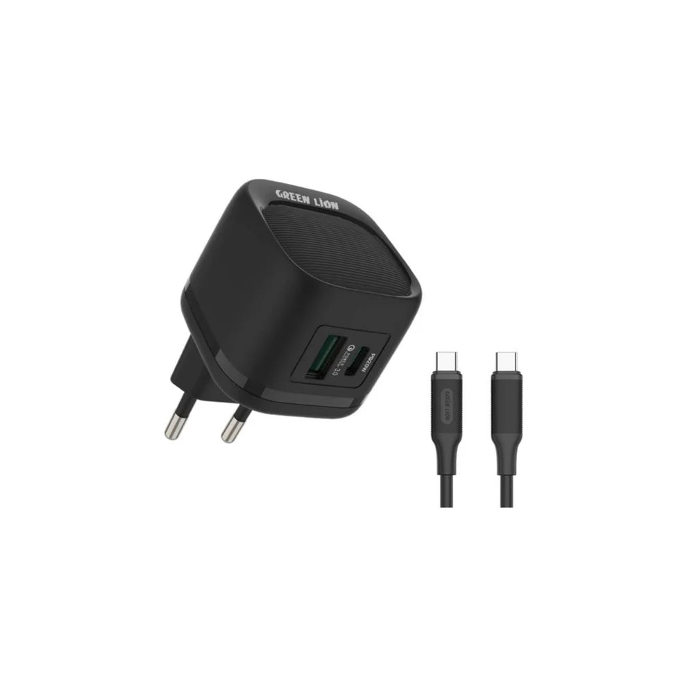 Green Lion PD20W+QC Wall Charger With USB-C To USB-C Cable 1M