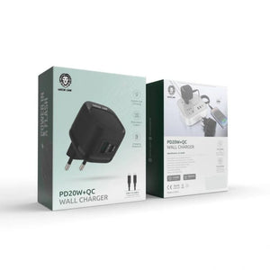 Green Lion PD20W+QC Wall Charger With USB-C To USB-C Cable 1M