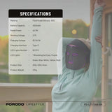 Porodo Lifestyle Red Light Therapy Face Mask - Black