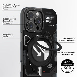 Iphone 16 pro Cyberpunk 360° Spin Magnetic Stand Case(Black)