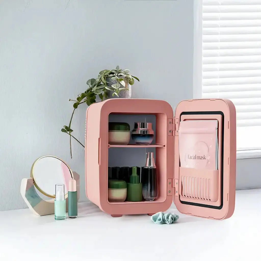 Porodo Frostlite Cooling Mini Makeup Fridge with LED Mirror - Pink Porodo Frostlite Cooling Mini Makeup Fridge with LED Mirror - Pink