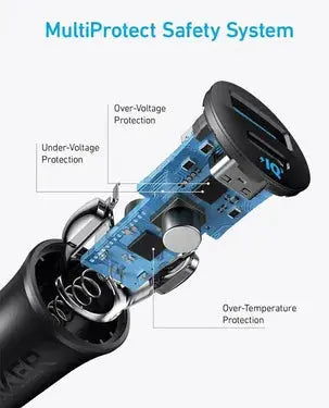 Anker PowerDrive Dual Port Car Charger / Fast Charging / 30W / Over Current Protection / 22.5W Max USB-A / 30W Max USB-C / A2741H11 - Black Anker PowerDrive Dual Port Car Charger / Fast Charging / 30W / Over Current Protection / 22.5W Max USB-A / 30W Max USB-C / A2741H11 - Black