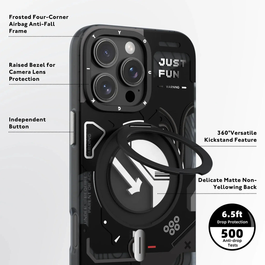 Iphone 16 Max pro Cyberpunk 360° Spin Magnetic Stand Case(black) Iphone 16 Max pro Cyberpunk 360° Spin Magnetic Stand Case(black)