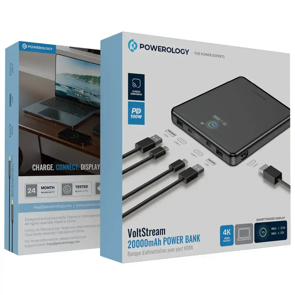 Powerology VoltStream 20000mAh Power Bank - Black Powerology VoltStream 20000mAh Power Bank - Black
