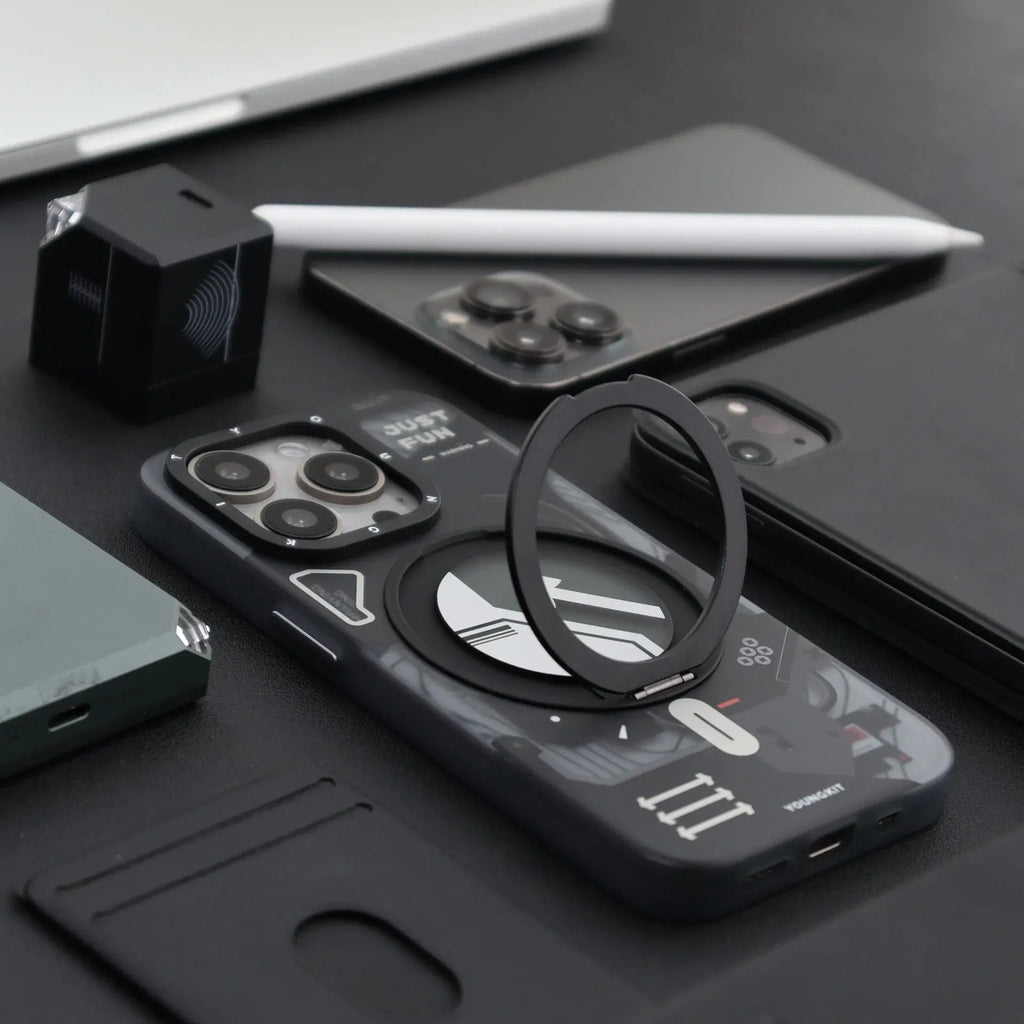 Iphone 16 Max pro Cyberpunk 360° Spin Magnetic Stand Case(black) Iphone 16 Max pro Cyberpunk 360° Spin Magnetic Stand Case(black)