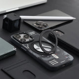 Iphone 16 pro Cyberpunk 360° Spin Magnetic Stand Case(Black)