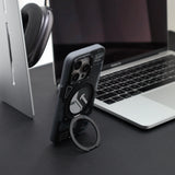 Iphone 16 pro Cyberpunk 360° Spin Magnetic Stand Case(Black)