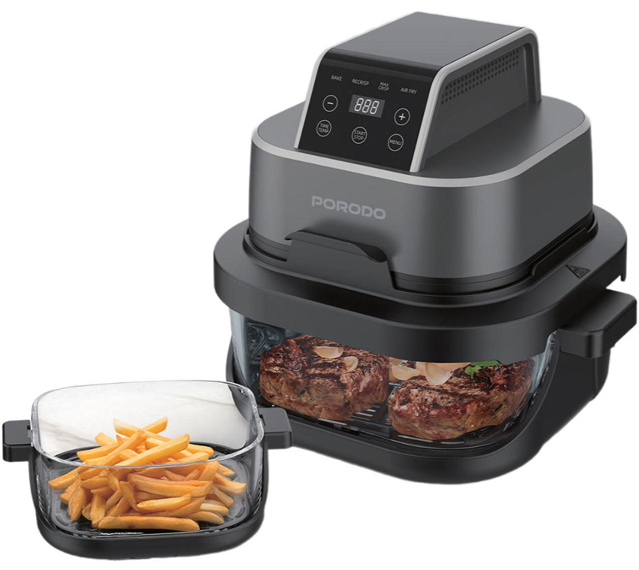 Porodo 4 in 1 Air Fryer / Dual Design / 4 Cooking Modes / 1500W Power