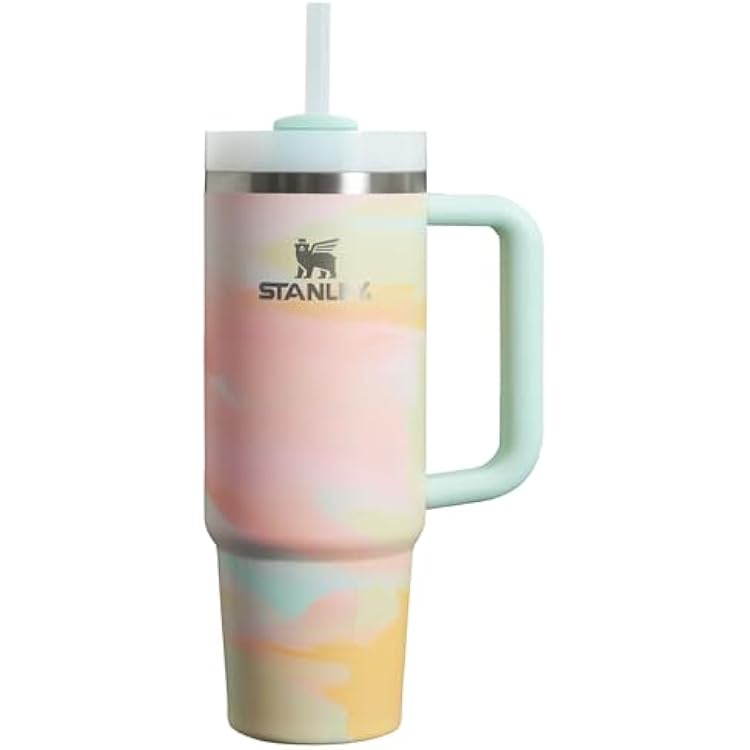 STANLEY Warm Serene Brushstroke Quencher H2.0 FlowState Stainless Steel Vacuum Insulated Tumbler with Lid and Straw for Water, Iced Tea or Coffee 40 oz(Warm Serene Brushstroke, 40 oz)