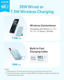 Anker Zolo Magnetic Power Bank, 10,000mAh Wireless Portable Charger with 30W Max Fast Charging, Battery Pack with Built-in USB-C Cable and Adjustable Stand, for iPhone 16/15 Series, AirPods, and More(A1685H11)