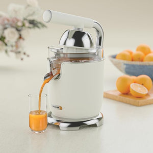 Green Lion Vintage Citrus Juicer with 400mL Capacity, Aluminum + SS + AS + PP + ABS Material, BS Power Plug, 1.1m Cable Length, Small and Large Juice Cones, Anti-Slip Base - Cream