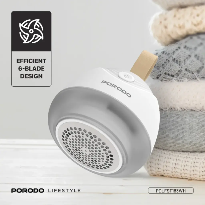 Porodo Lifestyle Fabric Shaver Lint & Bobbles Remover - White Porodo Lifestyle Fabric Shaver Lint & Bobbles Remover - White