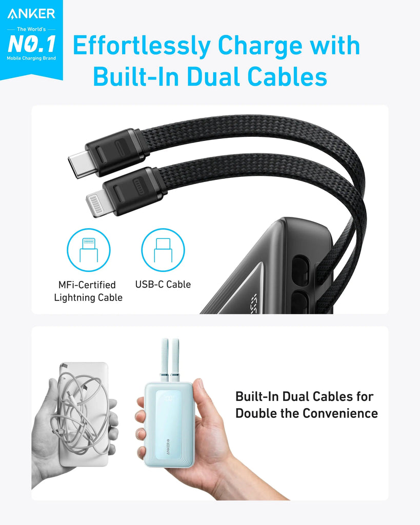 Anker Power Bank (20K,30W, Built-in USB-C+Lightning Cable) Anker Power Bank (20K,30W, Built-in USB-C+Lightning Cable)