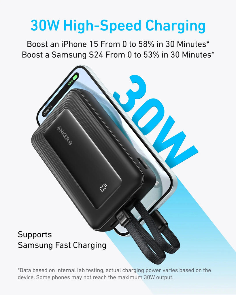 Anker Power Bank (20K,30W, Built-in USB-C+Lightning Cable) Anker Power Bank (20K,30W, Built-in USB-C+Lightning Cable)