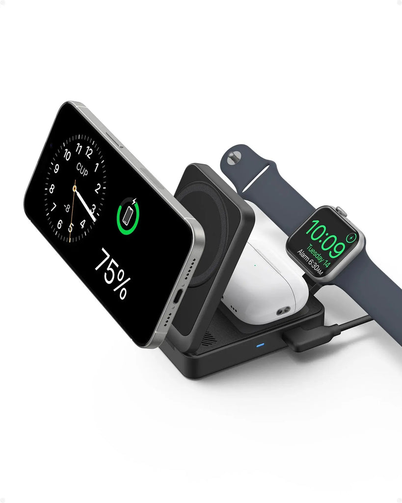 Anker MagGo 3-in-1 Wireless Charging Station with USB-C to USB-C cable | 15W | Qi2 Certified | MagSafe Compatibility | B2557 - Black Anker MagGo 3-in-1 Wireless Charging Station with USB-C to USB-C cable | 15W | Qi2 Certified | MagSafe Compatibility | B2557 - Black