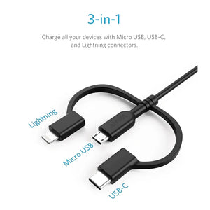 Anker 321 USB-A to Lightning Cable (3 ft 3-in-1)A8436H12