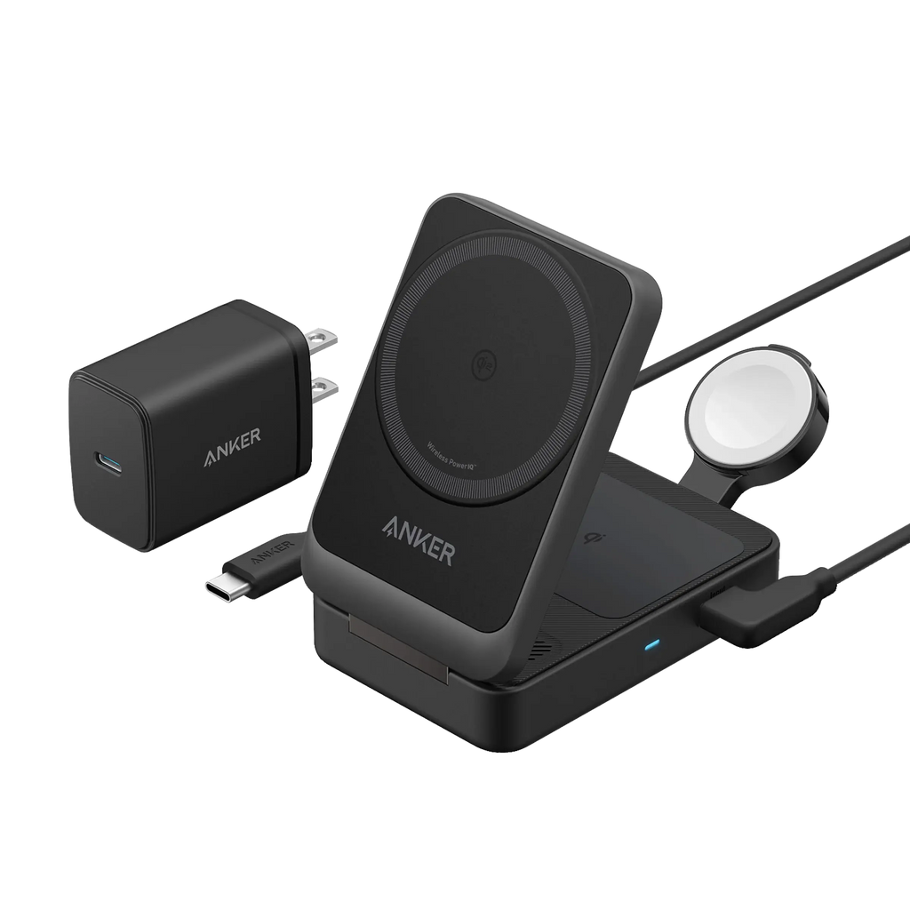 Anker MagGo 3-in-1 Wireless Charging Station with USB-C to USB-C cable | 15W | Qi2 Certified | MagSafe Compatibility | B2557 - Black Anker MagGo 3-in-1 Wireless Charging Station with USB-C to USB-C cable | 15W | Qi2 Certified | MagSafe Compatibility | B2557 - Black