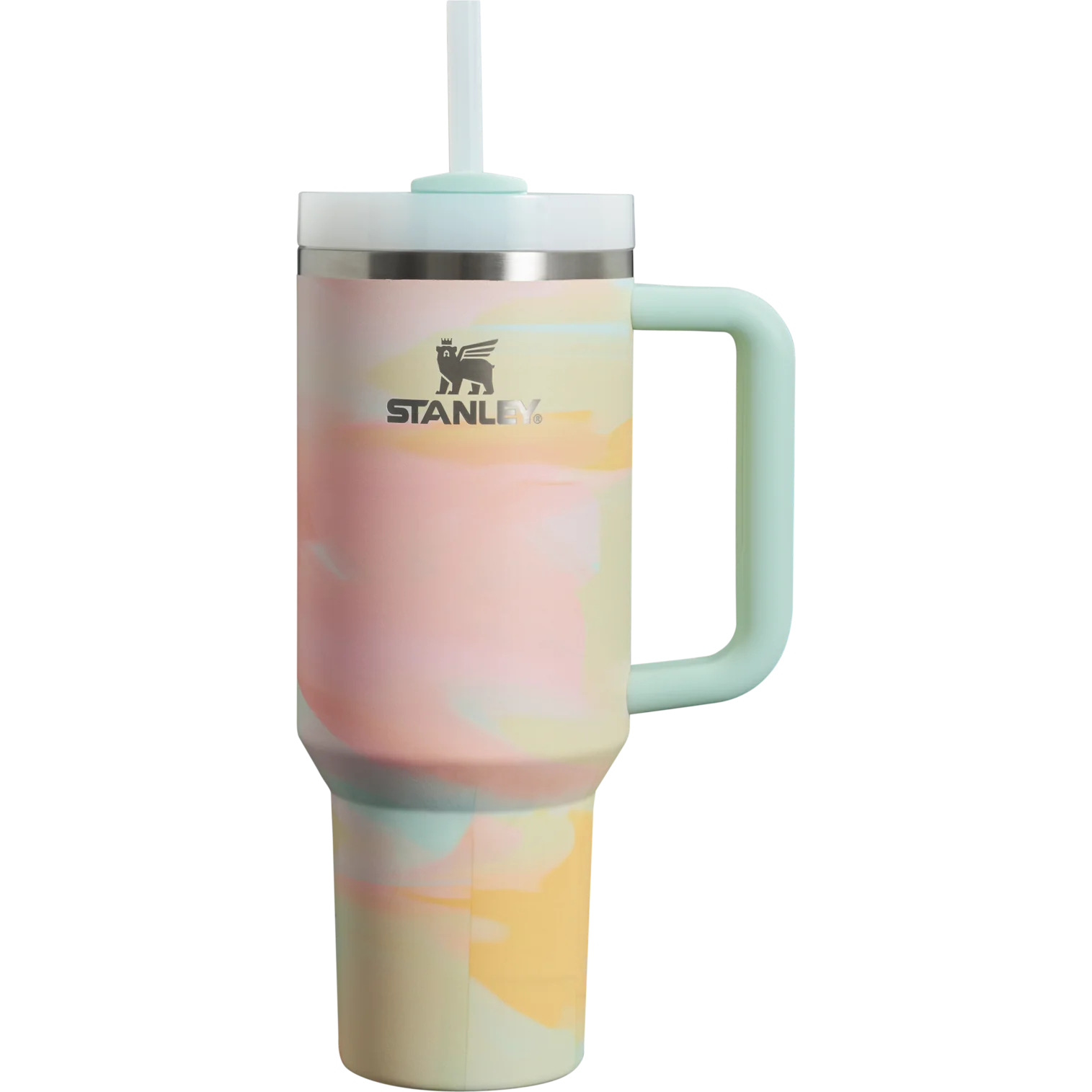 STANLEY Warm Serene Brushstroke Quencher H2.0 FlowState Stainless Steel Vacuum Insulated Tumbler with Lid and Straw for Water, Iced Tea or Coffee 40 oz(Warm Serene Brushstroke, 40 oz)