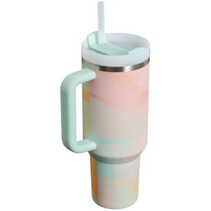 STANLEY Warm Serene Brushstroke Quencher H2.0 FlowState Stainless Steel Vacuum Insulated Tumbler with Lid and Straw for Water, Iced Tea or Coffee 40 oz(Warm Serene Brushstroke, 40 oz)