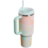 STANLEY Warm Serene Brushstroke Quencher H2.0 FlowState Stainless Steel Vacuum Insulated Tumbler with Lid and Straw for Water, Iced Tea or Coffee 40 oz(Warm Serene Brushstroke, 40 oz)