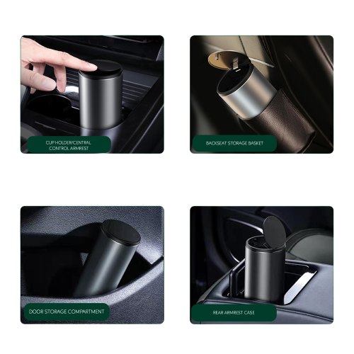 Green Lion Car Trash Can 500mL Capacity, Touch to Open Vehicle-mounted Mini Trash Bin