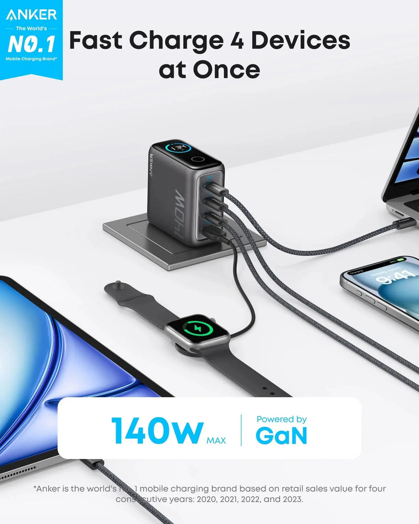 Anker Laptop Charger (140W, 4-Port, PD 3.1) with USB-C Cable Anker Laptop Charger (140W, 4-Port, PD 3.1) with USB-C Cable