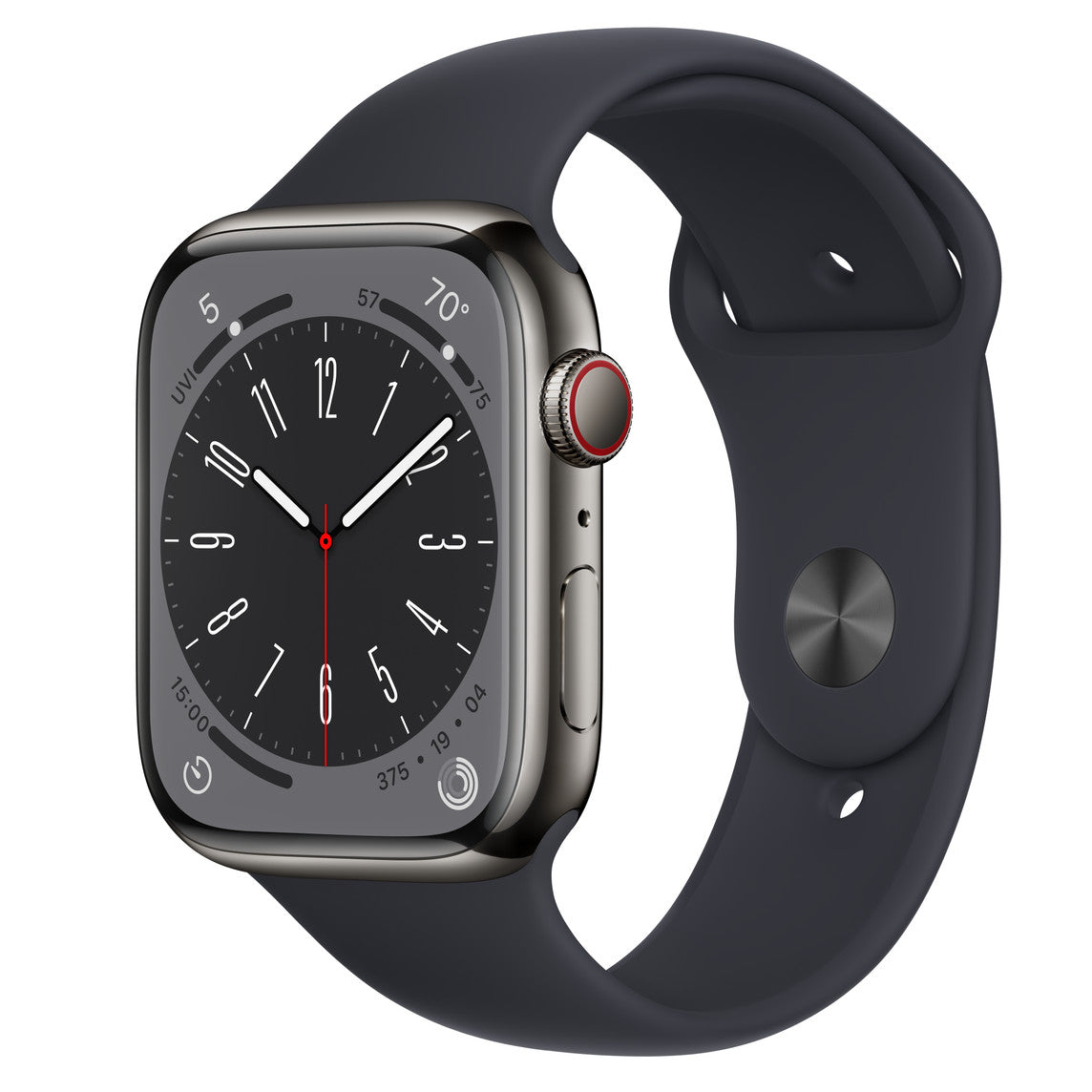 Apple Watch Series 8 GPS + Cellular 45mm Graphite Stainless Steel Case with Midnight Sport Band