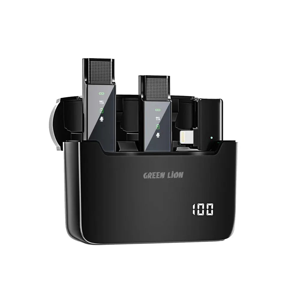 Green Lion 2 in 1 Digital Display Microphone ( Lightning Connector ) - Black Green Lion 2 in 1 Digital Display Microphone ( Lightning Connector ) - Black