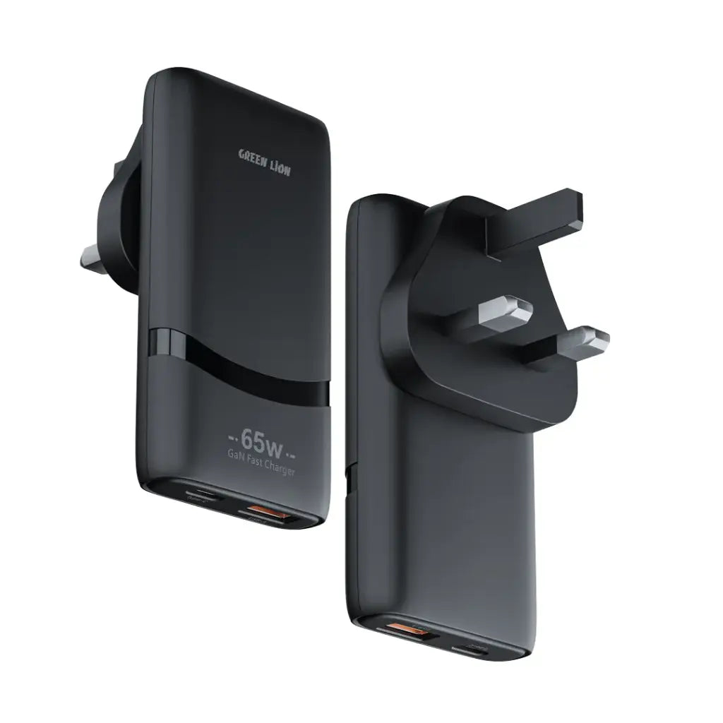 Green Lion 65W Gan Adapter Type-C Ports | UK Plug - Black