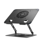 Green Lion Adjustable Laptop Stand with Cooling Fan - Black