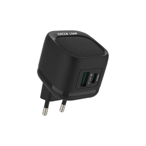 Green Lion PD20W+QC Wall Charger With USB-C To Lightning Cable - Black