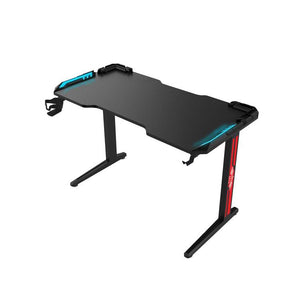 Green Lion RGB Gaming Desk with Adjustable Nonslip Feet, 200+ kg Bearing Capacity, 7 Color Modes, Cup Holder, Water-Resistant, Rounded Corners - Black