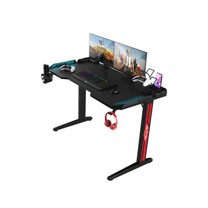 Green Lion RGB Gaming Desk with Adjustable Nonslip Feet, 200+ kg Bearing Capacity, 7 Color Modes, Cup Holder, Water-Resistant, Rounded Corners - Black