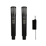 Green Lion Wireless Dual Cordless Dynamic Microphones with 800mAh Battery Capacity, Rechargeable Lithium Battery, Type-C Charging Port, 2-5 Hours Working Time, LCD Display, Plug & Play - Black