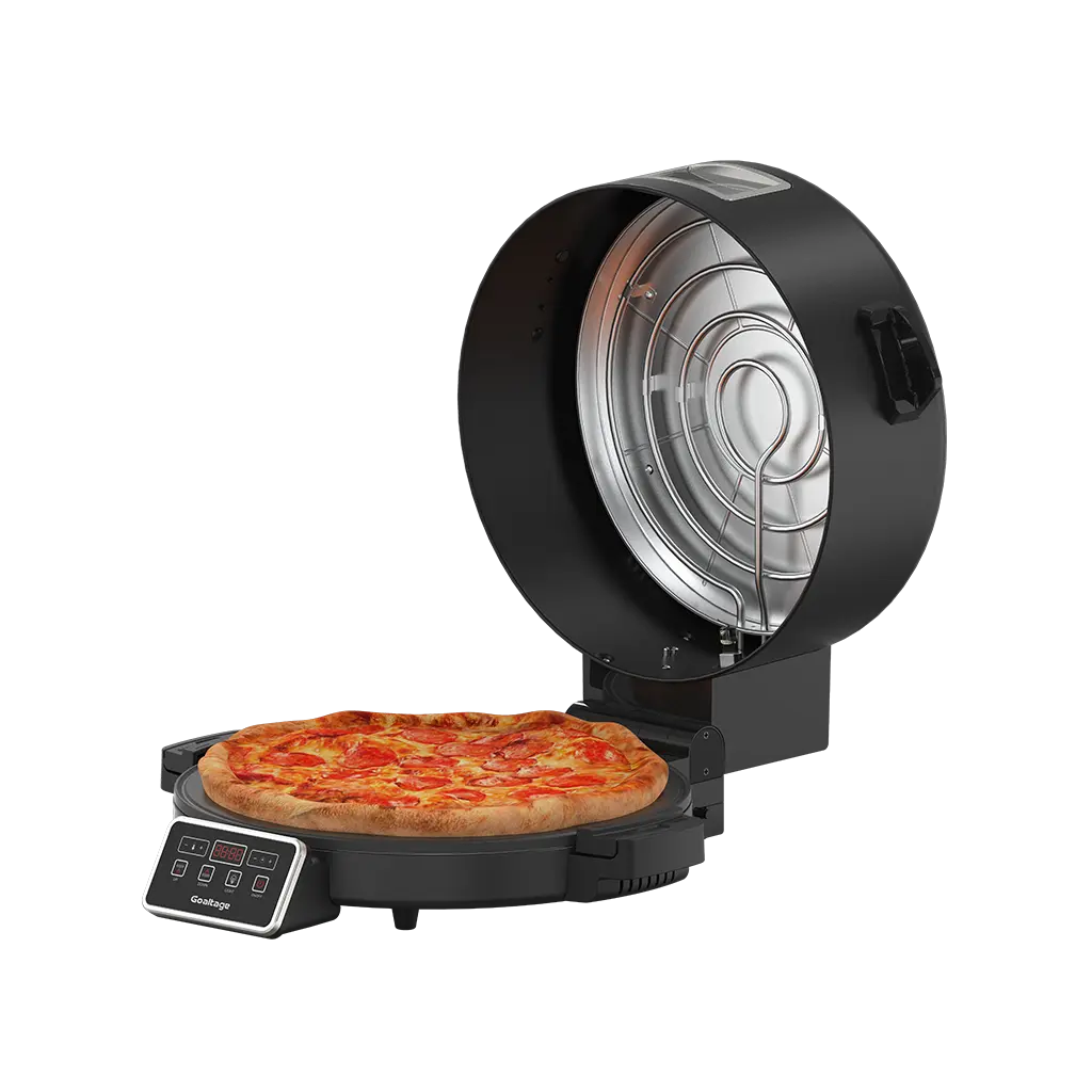 Goaltage OVN01 BakeMaster Electric Pizza Oven with LED Touch Control, Timer and Adjustable Heat, Non-Stick Surface, Soft Closing Mechanism, On-Off Switch and Multi-Purpose Functionality Goaltage OVN01 BakeMaster Electric Pizza Oven with LED Touch Control, Timer and Adjustable Heat, Non-Stick Surface, Soft Closing Mechanism, On-Off Switch and Multi-Purpose Functionality