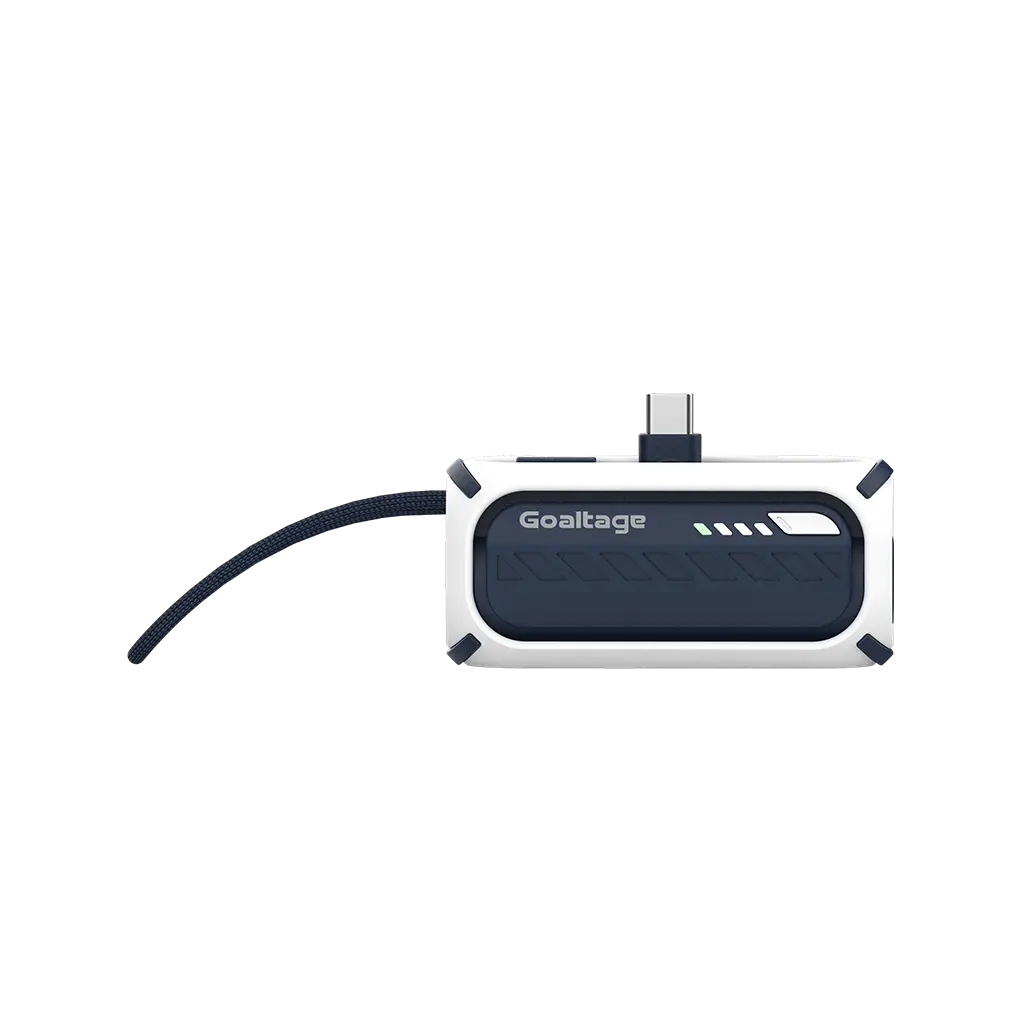 Goaltage PB08 PulseMini 5K Power Bank 22W with Built-In Cable, Carrying Strap, Power Indicator, Safe Charging and Mini-Size Compact Design Goaltage PB08 PulseMini 5K Power Bank 22W with Built-In Cable, Carrying Strap, Power Indicator, Safe Charging and Mini-Size Compact Design