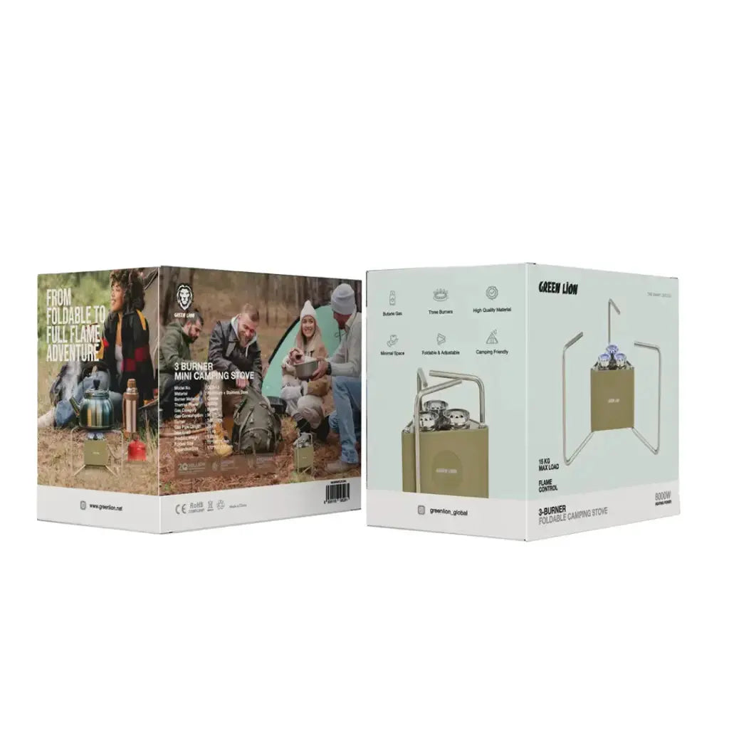 Green Lion 3-Burner Foldable Camping Stove - Khaki Green Lion 3-Burner Foldable Camping Stove - Khaki