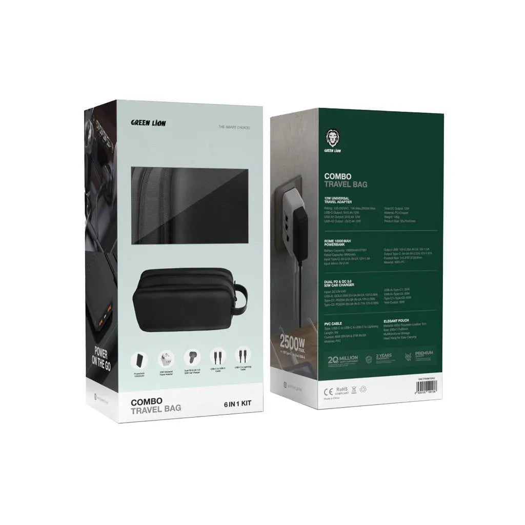 Green Lion Combo Travel Bag 6 IN 1 Kit - Black Green Lion Combo Travel Bag 6 IN 1 Kit - Black