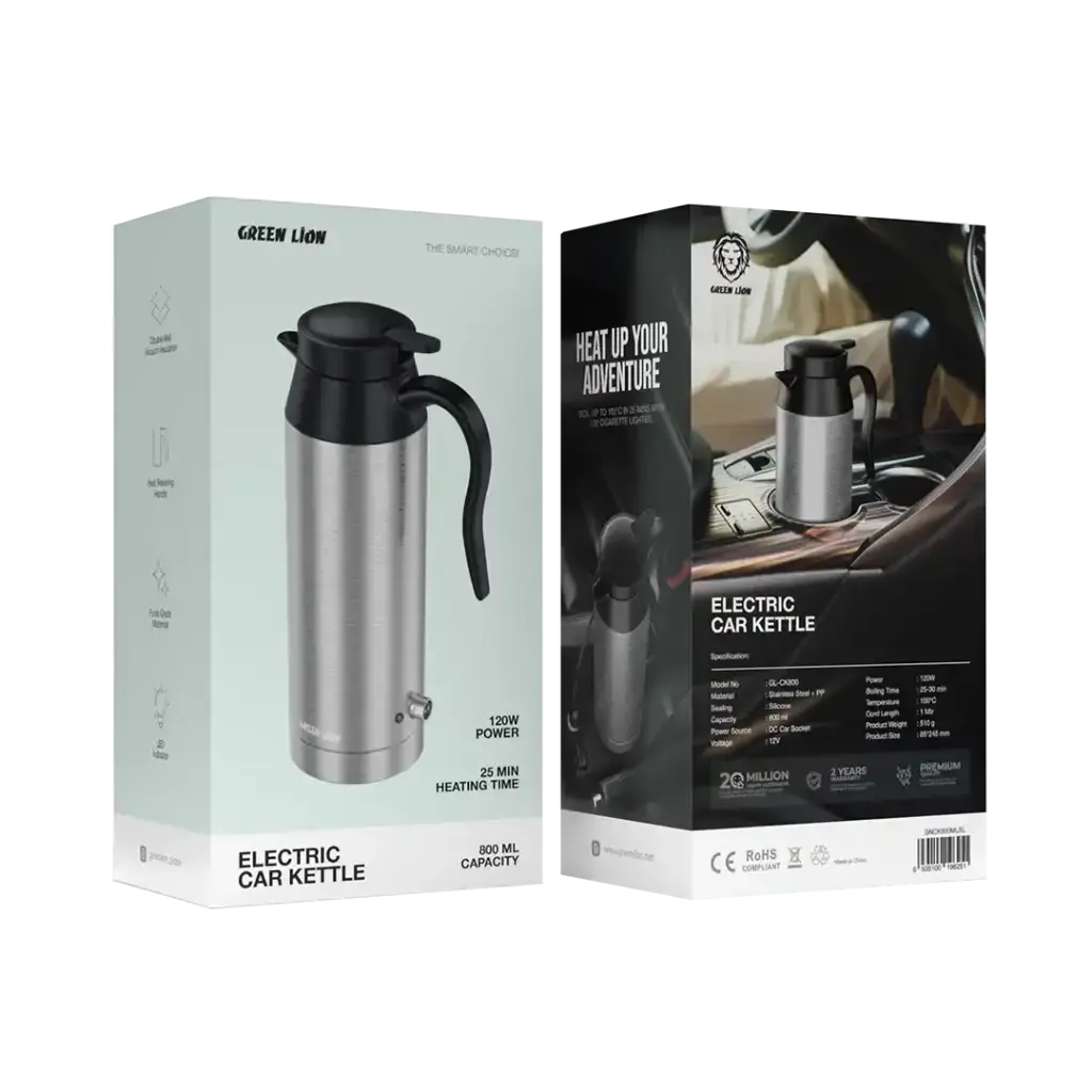 Green Lion Electric Car Kettle 800mL - Silver Green Lion Electric Car Kettle 800mL - Silver