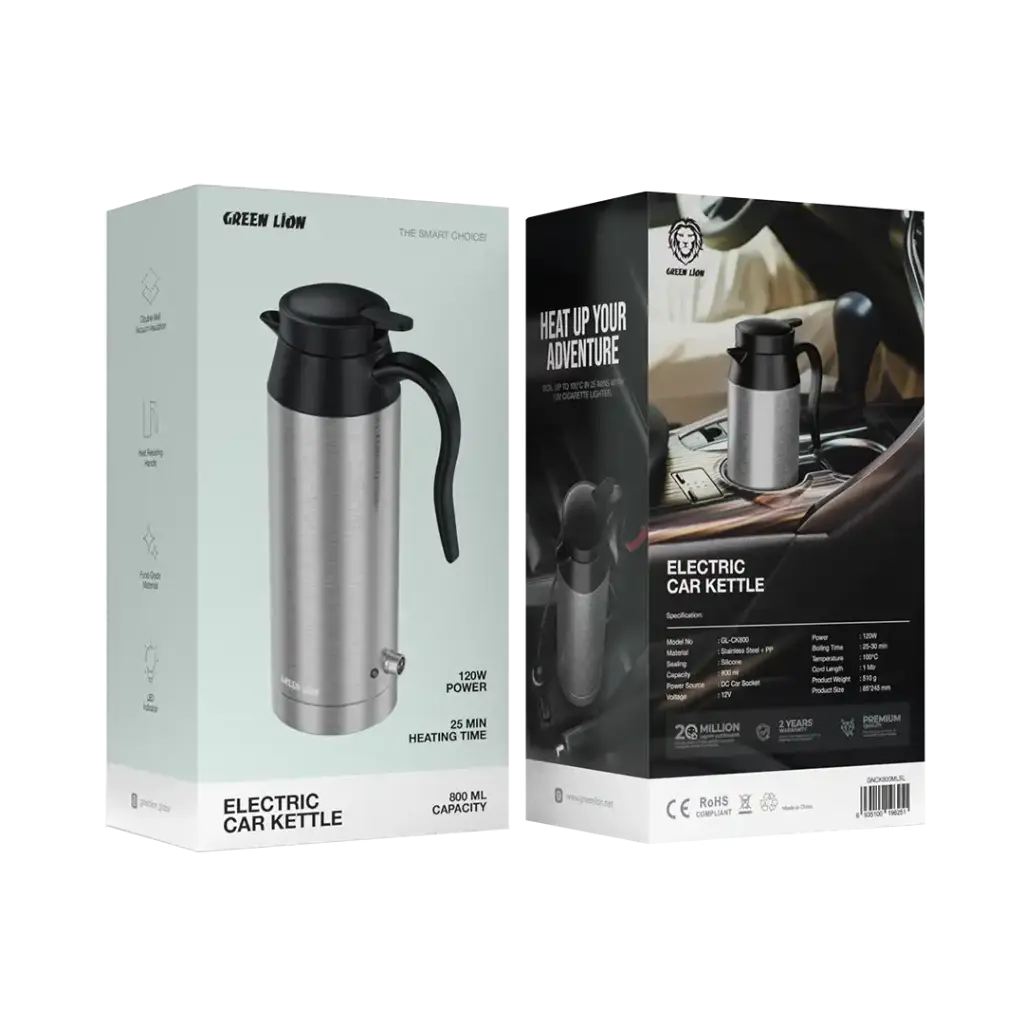 Green Lion Electric Car Kettle 800mL - Silver