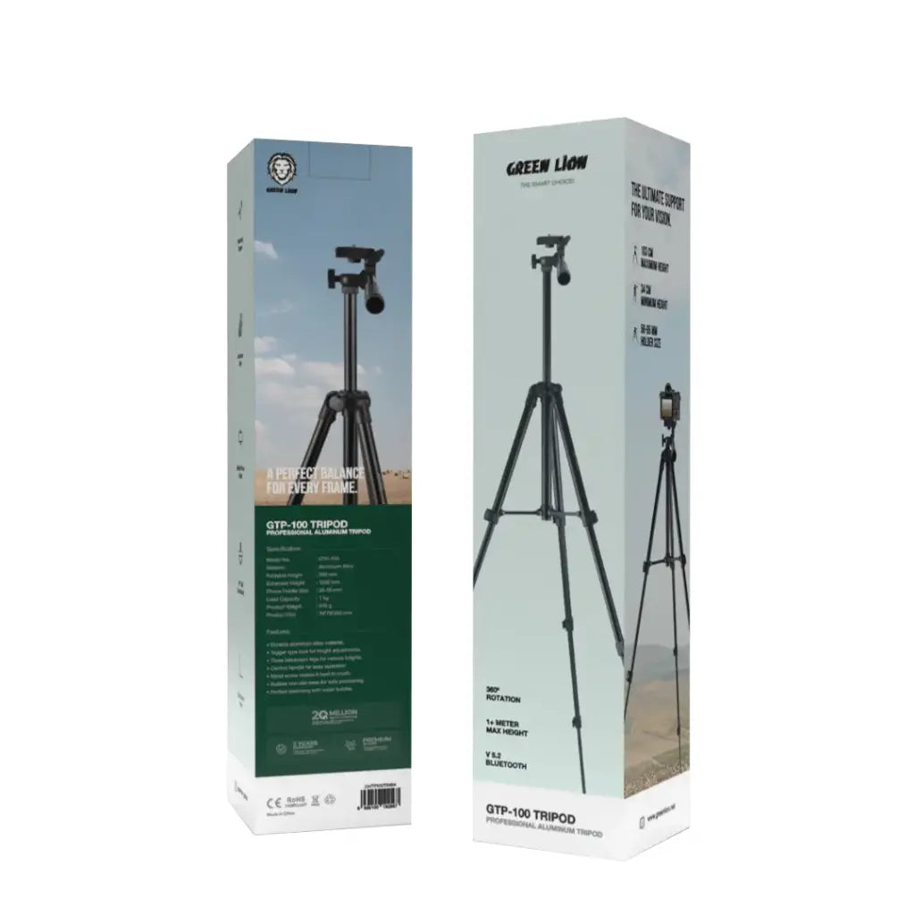 Green Lion GTP-100 Tripod Professional Aluminum - Black