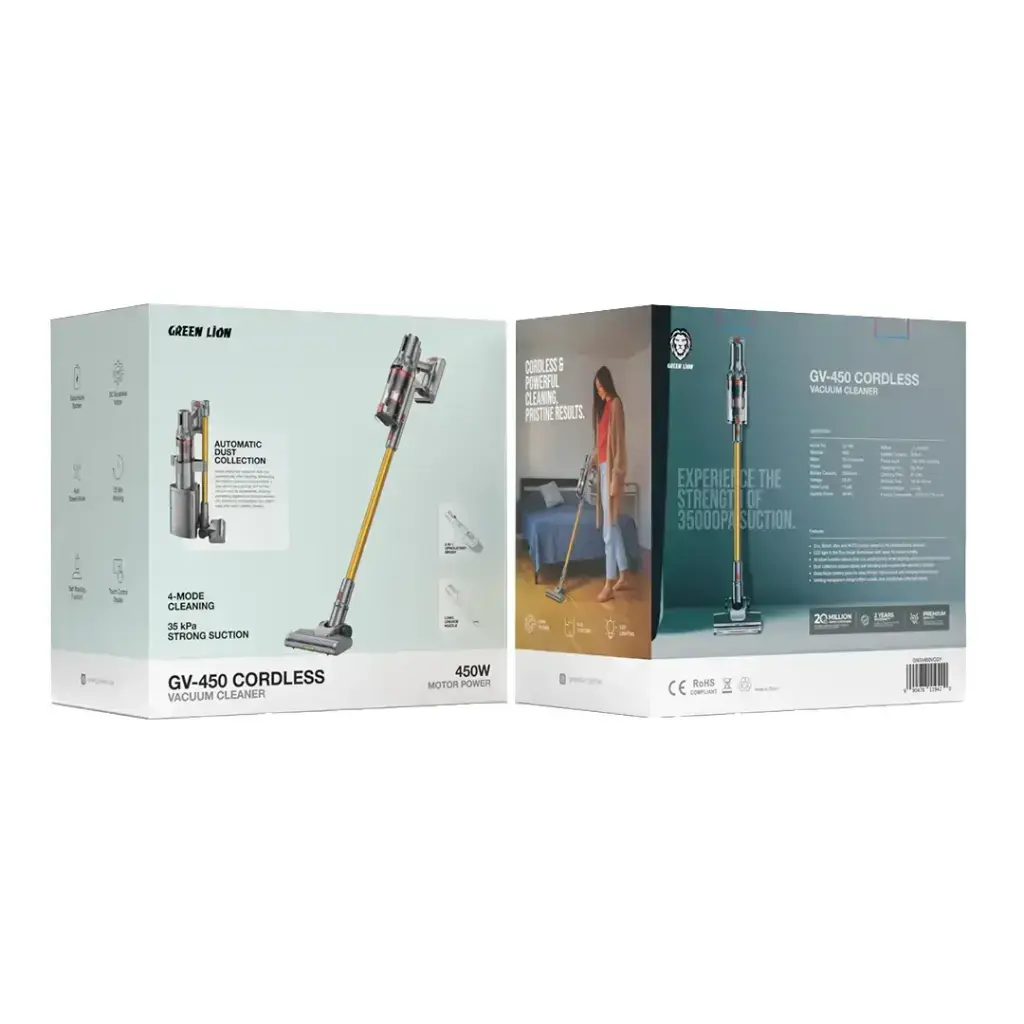 Green Lion GV-450 Cordless Vacuum Cleaner - Gray & Gold Green Lion GV-450 Cordless Vacuum Cleaner - Gray & Gold