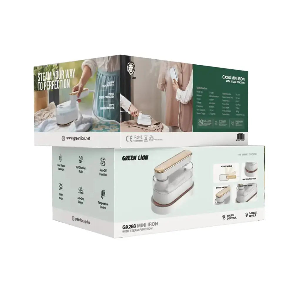 Green Lion GX288 Mini Iron with Steam Function - White Green Lion GX288 Mini Iron with Steam Function - White